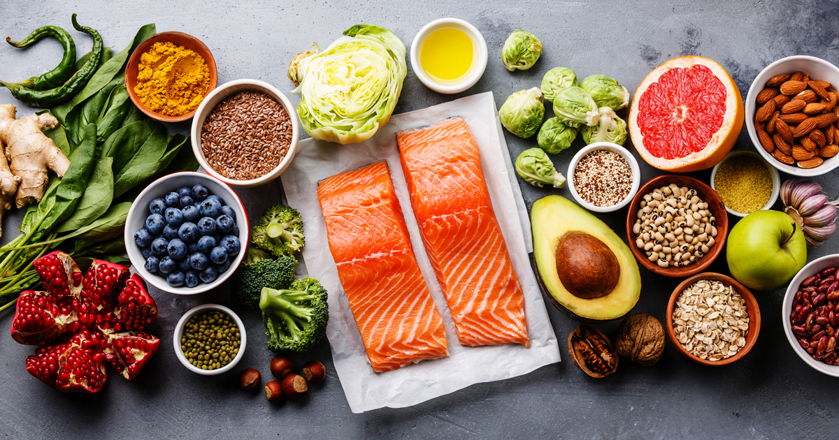 A variety of healthy superfoods